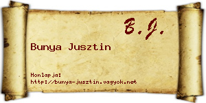 Bunya Jusztin névjegykártya